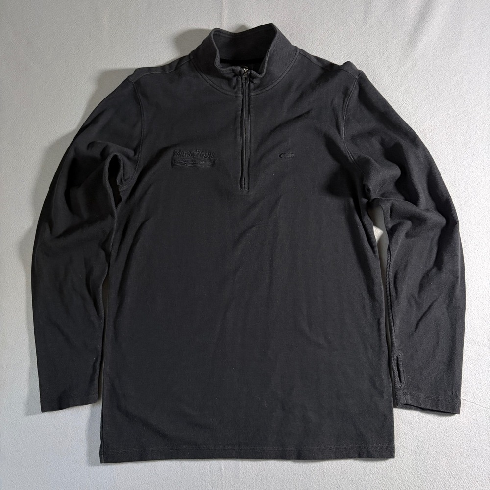 Oakley Mens Black Quarter Zip Pullover Long‎ Sleeve Shirt Size Large Thumbholes